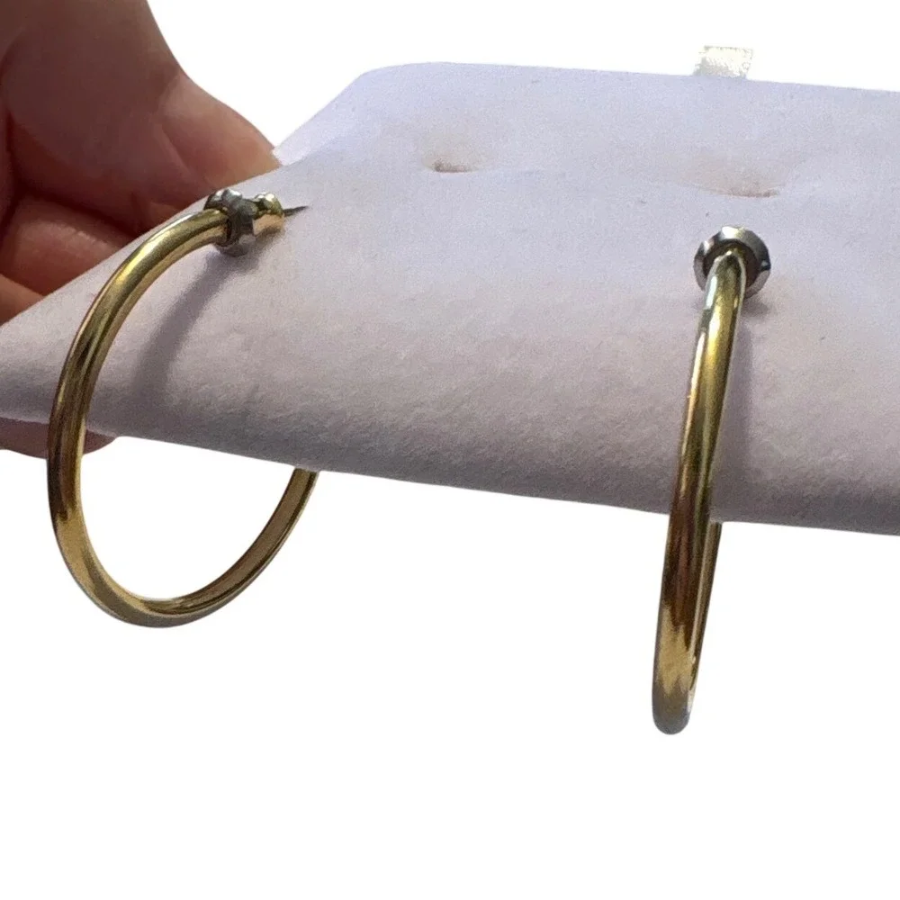 Classic Gold Tone Medium Round Hoop Earrings 1‎ Inch Polished Minimalist Post